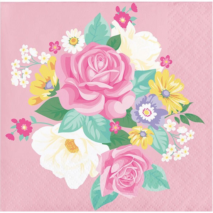 Floral Tea Party Beverage Napkins 5 Set of 16 Afternoon Tea Floral Tea Theme