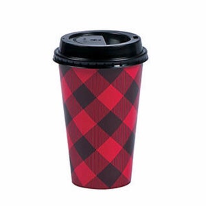 Buffalo Plaid Insulated Cups and Lids, Lumberjack Party, Set of 12 Cups and Lids