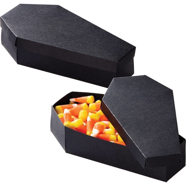 Casket Treat Box, Set of 8, Halloween Tableware, Coffin Shaped Party Favor Box