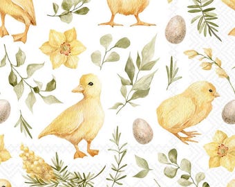 Baby Chick and Baby Duck Cocktail Napkins, Chicken Napkins, Farm Party, Set of 20 napkins