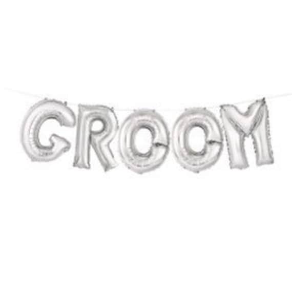 GROOM Silver Balloon Banner, Wedding Balloons, Engagement Party