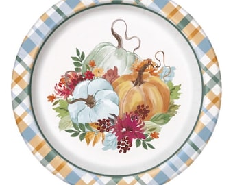 Thankful Pumpkins 9” Paper Plate, 8 Count,  Thanksgiving Table