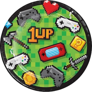 Gaming Party Dessert Plates 7”x7” 8ct, Gamers Birthday, Video Game Birthday