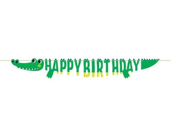 Alligator Happy Birthday Banner, 6 feet long, Alligator Party