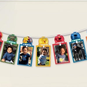 1st Birthday Sesame Street Photo Garland, Holds 13 Photos, Sesame Street Birthday