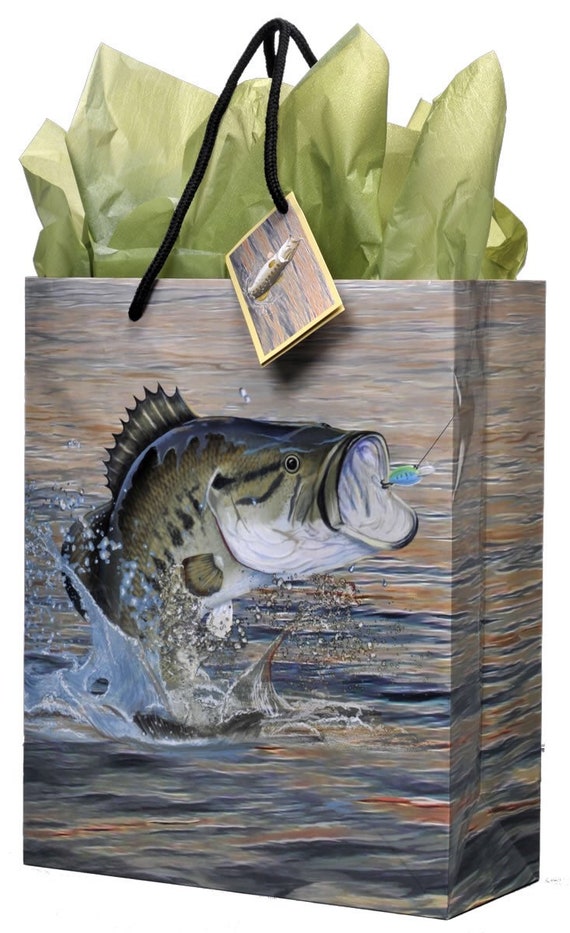 Bass Fish Medium Gift Bag With Coordinating Tissue Paper, Retirement Party,  Boy Baby Shower or Birthday -  Canada