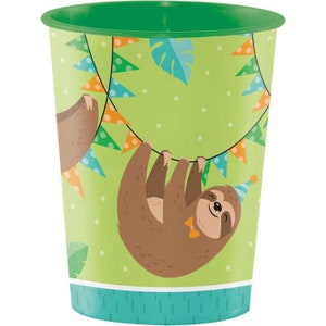 Sloth Party Plastic 16 oz. Cup, Sloth Birthday, Sloth Party Favor