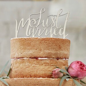 CLOSEOUT!! 50% OFF Just Married Wooden Cake Topper, Rustic Wedding Cake Topper