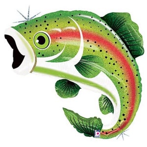 Rainbow Trout 29" Extra Large Holographic Foil Balloon, Trout Balloon, Retirement Party, Boy Baby Shower
