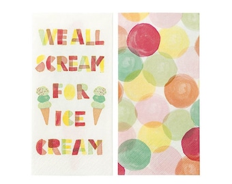 We All Scream for Ice Cream Watercolor Napkins, Ice Cream Birthday, Set of 20 napkins