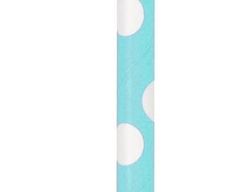 Teals with White Dots Paper Straws, Pack of 24, Birthday Party Straws