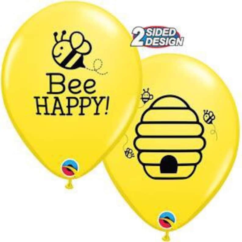Sweet as can Bee Happy Bee-Day Party Bumblebee Bee Happy 11\u201d Latex Balloons Set of 6