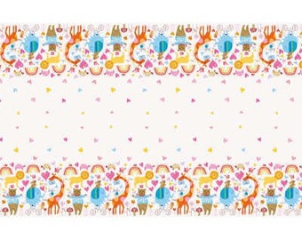 CLOSEOUT!! 50% OFF Zoo Baby Animals 9" Tablecover, 54”x84”, Jungle Party, Safari Party, Zoo Animal Birthday, Zoo Baby Shower