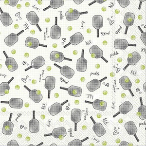 Pickleball Pattern Beverage Napkins, Set of 20, Pickleball Party Theme