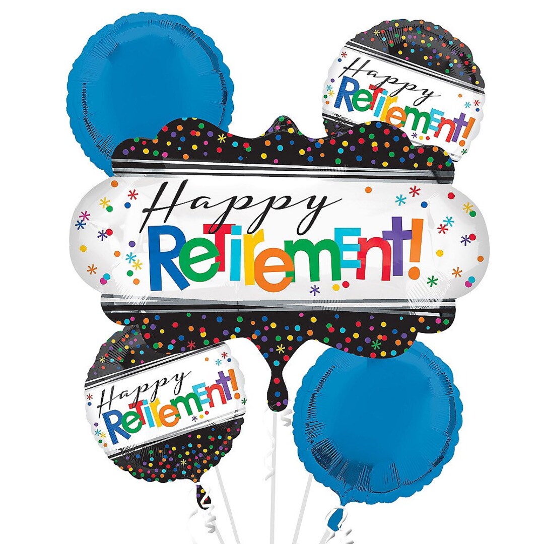 Happy Retirement Celebration Balloon Bouquet 5pc, Retirement Balloon