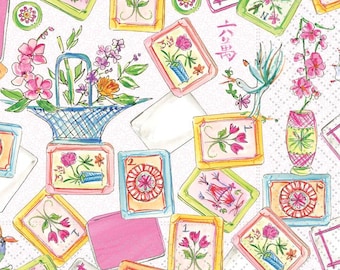 Mahjong Allover Beverage Napkins, Set of 20, Mahjong Party Theme