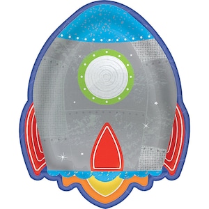3-2-1 Blastoff! Outer Space Rocket Shaped Dessert Plates, Set of 8, Space Party, Rocket Party