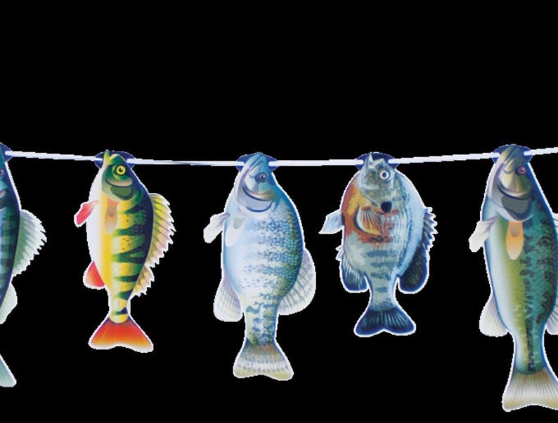 Fish Banner, Large 10 to 16 Fish, Adjustable Banner 4 feet to 7 feet length, String of Fish Banner image 1