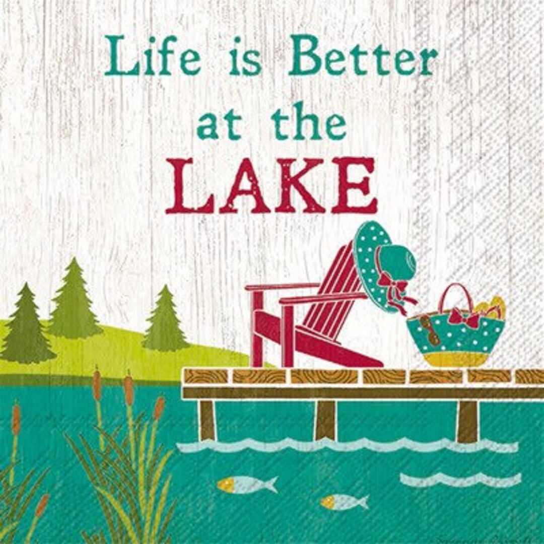 Disposable Party Napkins SharkBliss Lake Life Cocktail Napkins - 100 Pack  Disposable 5x5 Napkins With Funny Lake Quotes Life Is Better At The Lake  Napkins, image size:1080x1080