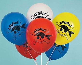 Pirate Multicolor Latex Balloons (8 Pcs) Per Package, Pirate Balloons