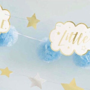 Twinkle Twinkle Little Star Banner, Star Garland, 7 feet long, Baby Shower, Moon and Star Party, Twinkle Twinkle Birthday Party
