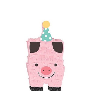 CLOSEOUT!! 50% OFF Mini Friendly Farm Pig Pinata Decoration3 1/2in x 7in Cardstock & Tissue Paper Decoration, 1 Count