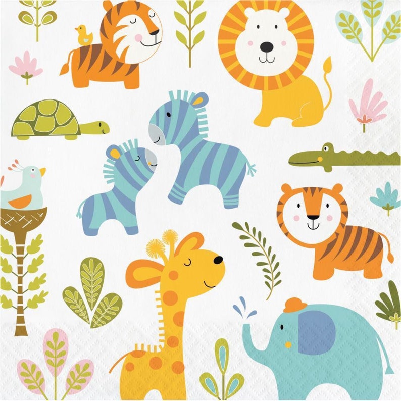 Jungle Party Luncheon Napkins Set of 16 Jungle Baby Shower Jungle Birthday