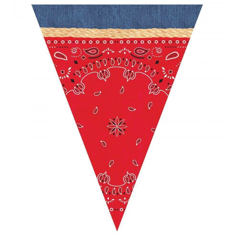 Bandana and Denim Print Plastic Pennant Banner 12 Feet Long Etsy