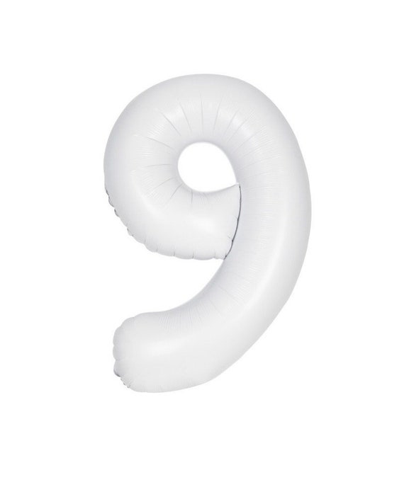 Matte White Number 9 Shaped Foil Balloon 34