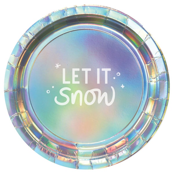 Let it Snow Iridescent Dessert Plates, Set of 8, Winter Wonderland, Snowflake Birthday