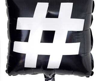 CLOSEOUT!! 50% OFF Hashtag and @ Sign Social Media Square 18&quot; Mylar Balloon