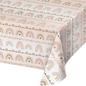 Boho Rainbow Party Paper Table Cover 54”x102”, Rainbow Party, 1 Count