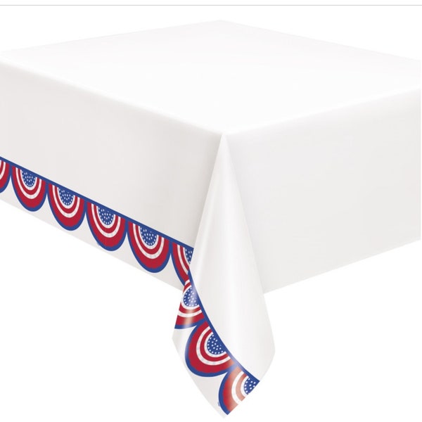 American Flag Patriotic Paper Table Cover, 54”x84”, Patriotic Party, 4th of July Party