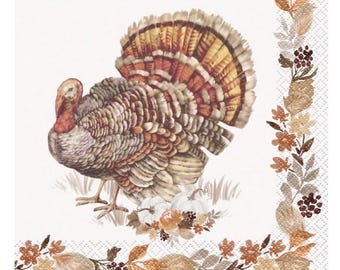 Thankful Harvest Luncheon Napkins, Harvest Napkins, Fall Party, Thanksgiving Table, Set of 16 Napkins