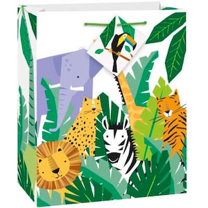 Animal Safari Medium Gift Bag, Jungle Party Favors, Jungle Birthday