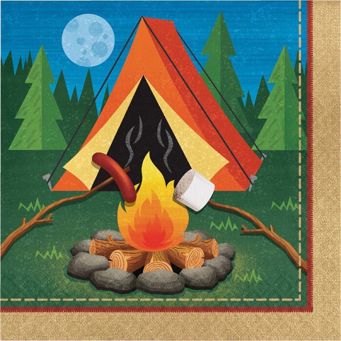 Camp Out Birthday Luncheon Napkins 65 16 Count Camping Party Camping Napkins Camper Birthday