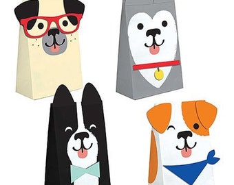 Dog Party Favor Bags, Dog Treat Bags, Dog Party, Puppy Party, Doggy Bags, Set of 8 bags