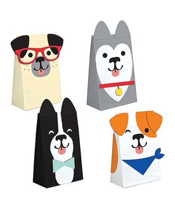 Dog Party Favor Bags Dog Treat Bags Dog Party Puppy Party Etsy