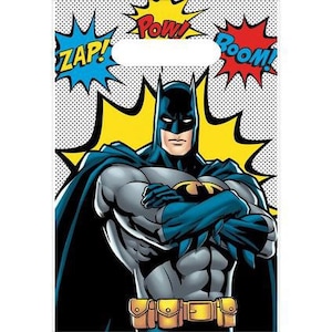 Batman Favor Bags, Set of 8, Superhero Themed Birthday Party, Superhero Party, Superhero Decor