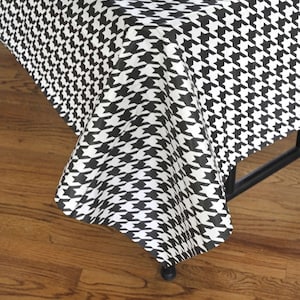 Black and White Houndstooth Table Cover 54 x 108 inches, Football Party