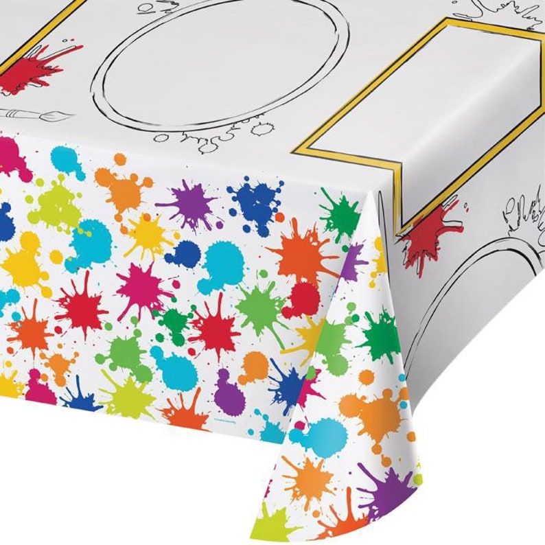 Art Party Paper Tablecloth 54x96 Art Birthday Party Plates Art Party Birthday Theme