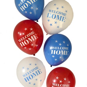 Welcome Home Latex Balloons, Set of 6, Military Balloons, American Heroes Balloon