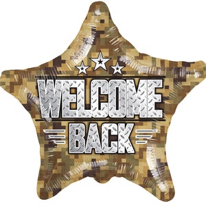 Welcome Back Patriotic 18” Camo Balloon, American Heroes Balloon
