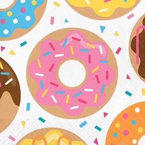Party Donut Napkins, Donut Party, Donut Birthday, Donut Decor 16 Napkins per package, 6.5” x 6.5” folded