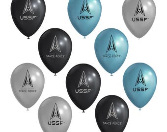 U.S. Space Force Latex Balloons, Set of 10, Military Party, Military Retirement, Space Force Theme Birthday Party