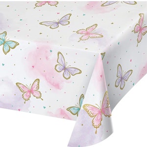 Butterfly Shimmer Paper Tablecover, 54”x102”, Butterfly Birthday, Butterfly Shower