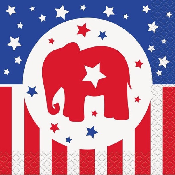 Elephant Republican Beverage Napkins, Set of 16, Political Party, Election Party