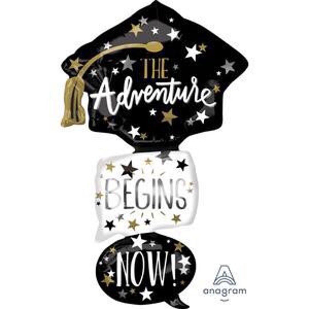 Black and Gold Graduation Cap Bubbles 61” Balloon, Graduation Hat ...