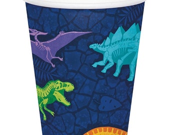 Dino Dig 9 oz Cups 8Count, Dinosaur Cups, Dino Dig Party Cups