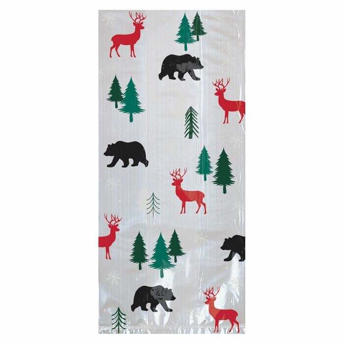 Deer and Bear Cello Treat Bags, Set of 20, Lumberjack Party Favors